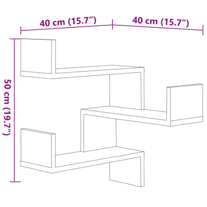 815207 vidaXL Wall Corner Shelves 2 pcs Grey Sonoma 40x40x50 cm Engineered Wood
