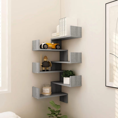 815207 vidaXL Wall Corner Shelves 2 pcs Grey Sonoma 40x40x50 cm Engineered Wood