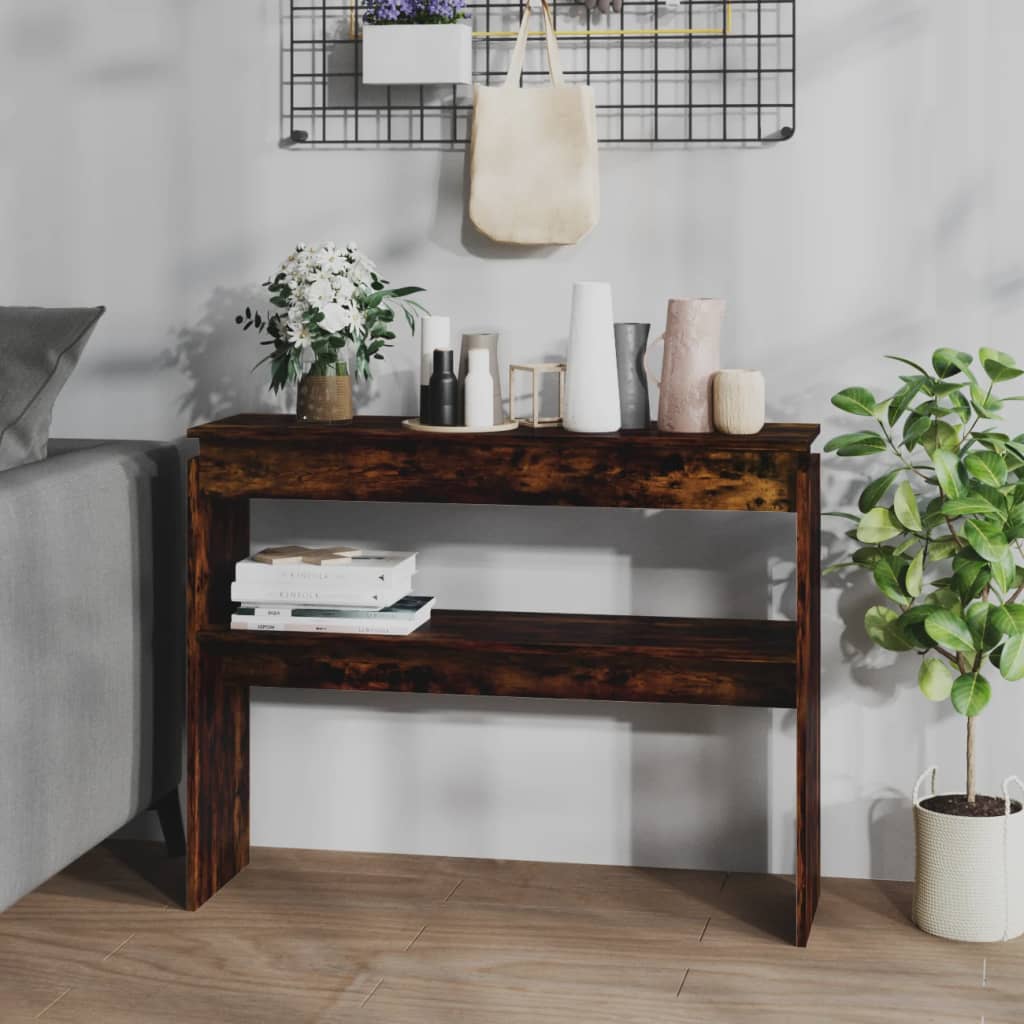 vidaXL Console Table Smoked Oak 102x30x80 cm Engineered Wood