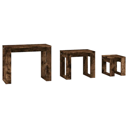 815222 vidaXL Nesting Tables 3 pcs Smoked Oak Engineered Wood