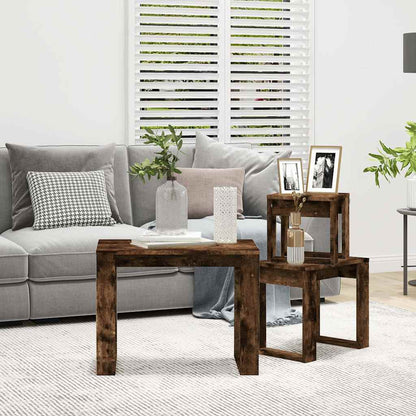 815222 vidaXL Nesting Tables 3 pcs Smoked Oak Engineered Wood