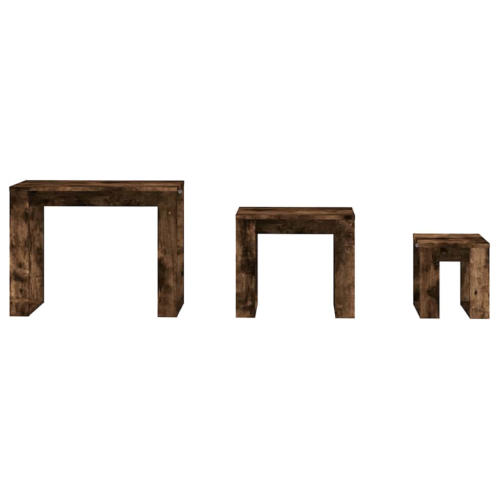 815222 vidaXL Nesting Tables 3 pcs Smoked Oak Engineered Wood