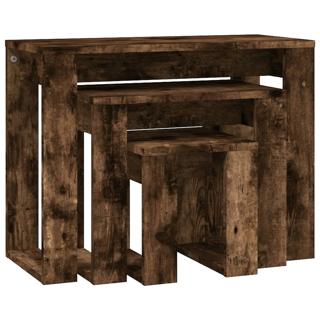 vidaXL Nesting Tables 3 pcs Smoked Oak Engineered Wood