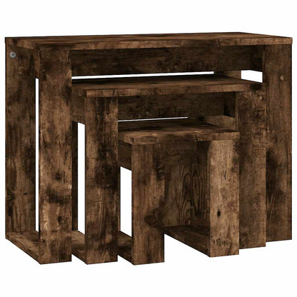 815222 vidaXL Nesting Tables 3 pcs Smoked Oak Engineered Wood