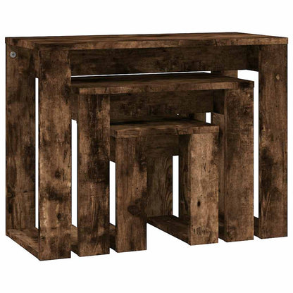 815222 vidaXL Nesting Tables 3 pcs Smoked Oak Engineered Wood