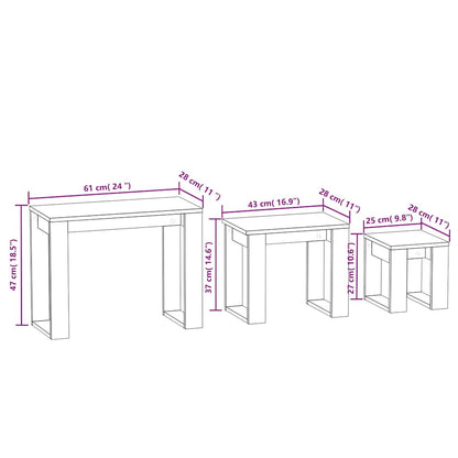 815222 vidaXL Nesting Tables 3 pcs Smoked Oak Engineered Wood