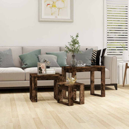 815222 vidaXL Nesting Tables 3 pcs Smoked Oak Engineered Wood