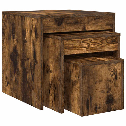 vidaXL Nesting Tables 3 pcs Smoked Oak Engineered Wood