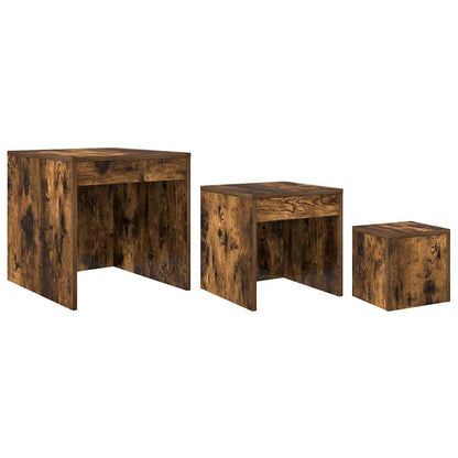 vidaXL Nesting Tables 3 pcs Smoked Oak Engineered Wood
