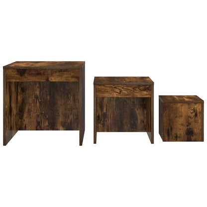 vidaXL Nesting Tables 3 pcs Smoked Oak Engineered Wood