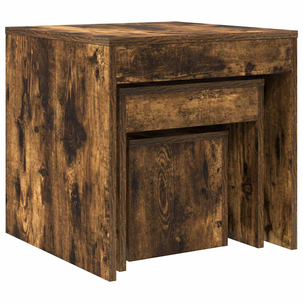 vidaXL Nesting Tables 3 pcs Smoked Oak Engineered Wood