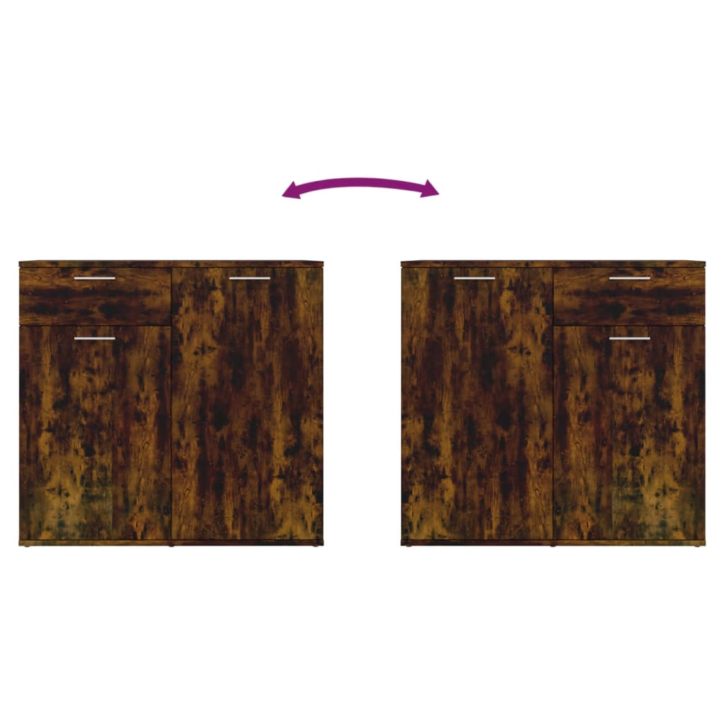 vidaXL Sideboard Smoked Oak 80x36x75 cm Engineered Wood