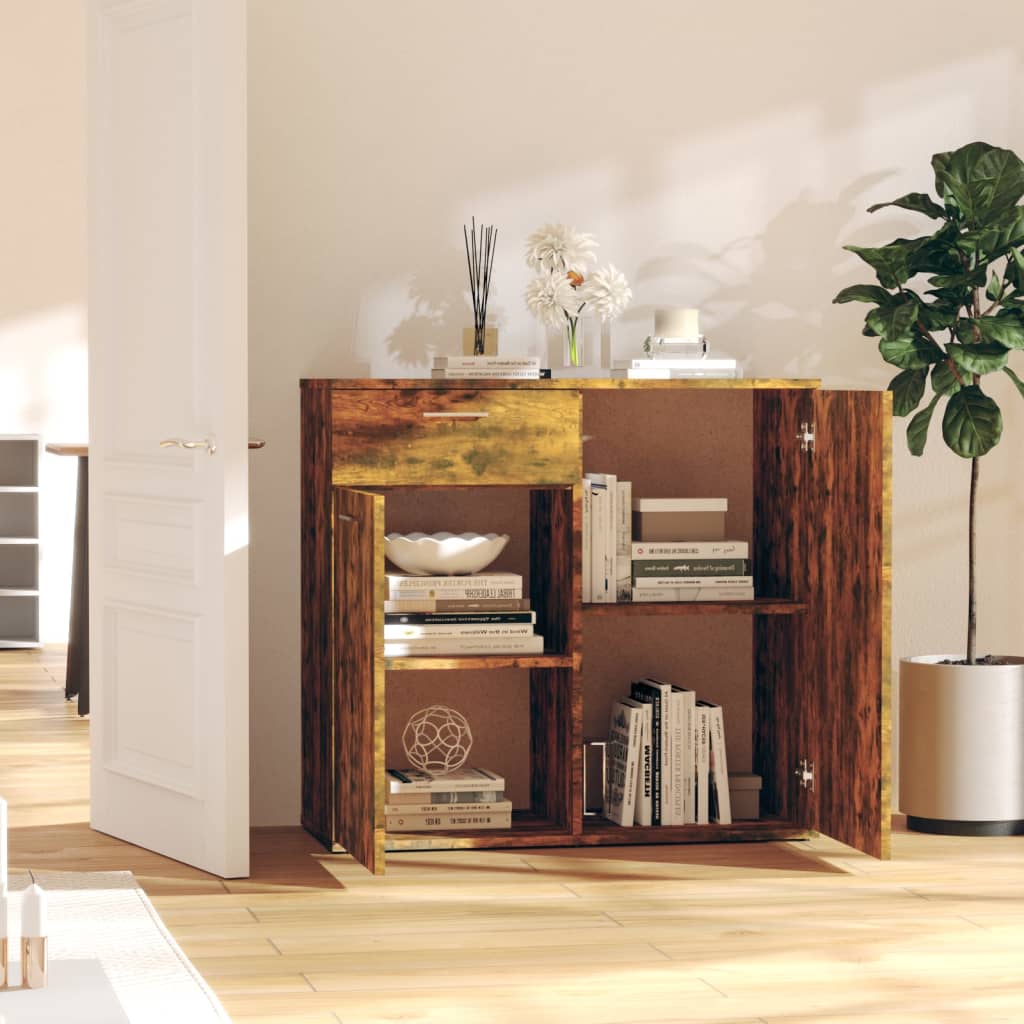 vidaXL Sideboard Smoked Oak 80x36x75 cm Engineered Wood