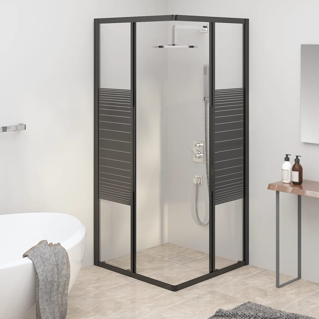 vidaXL Stripe Shower Cabin ESG 80x80x180 cm Black