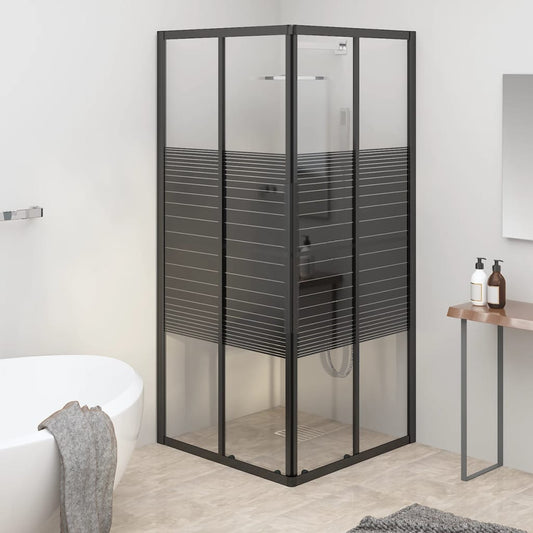vidaXL Stripe Shower Cabin ESG 80x80x180 cm Black