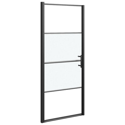 vidaXL Shower Door 81x195 cm Half Frosted Tempered Glass Black