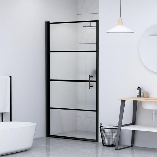 151865 vidaXL Shower Door 81x195 cm Half Frosted Tempered Glass Black