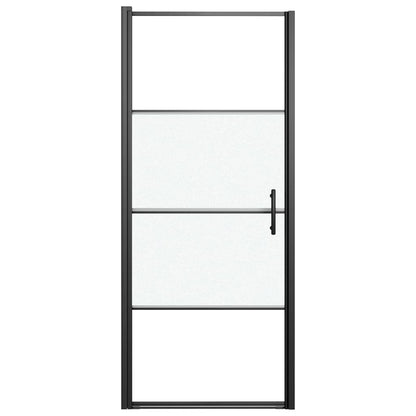 vidaXL Shower Door 91x195 cm Half Frosted Tempered Glass Black