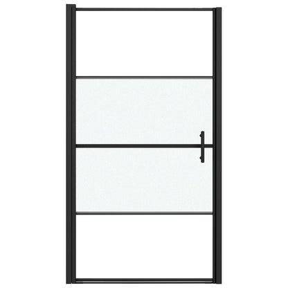 vidaXL Shower Door 100x178 cm Half Frosted Tempered Glass Black