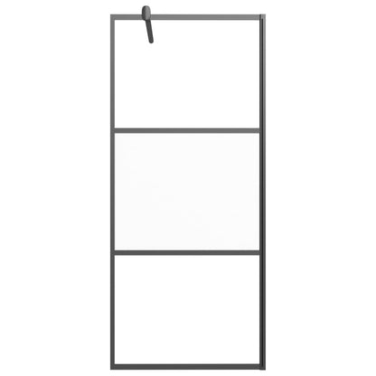 vidaXL Walk-in Shower Wall 90x195 cm Half Frosted ESG Glass Black
