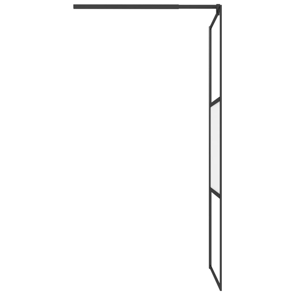 vidaXL Walk-in Shower Wall 90x195 cm Half Frosted ESG Glass Black