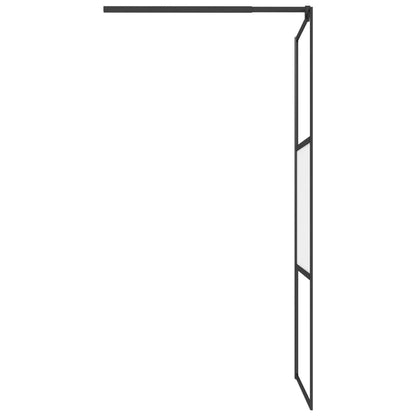 vidaXL Walk-in Shower Wall 90x195 cm Half Frosted ESG Glass Black