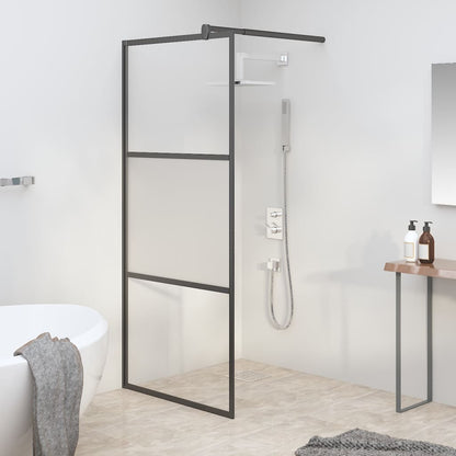 vidaXL Walk-in Shower Wall 90x195 cm Half Frosted ESG Glass Black