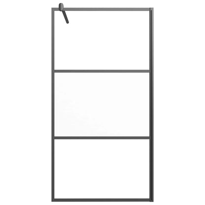 vidaXL Walk-in Shower Wall 100x195 cm Half Frosted ESG Glass Black