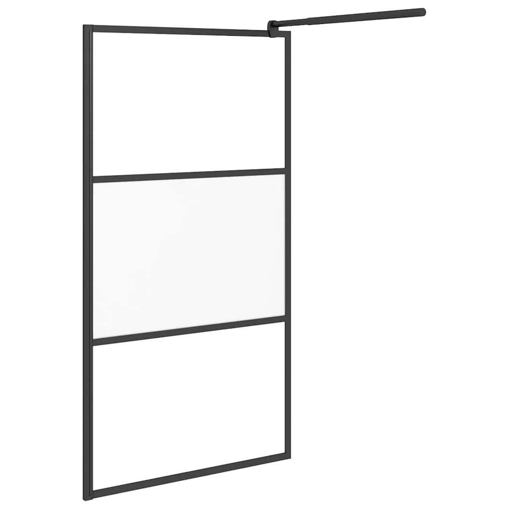 vidaXL Walk-in Shower Wall 100x195 cm Half Frosted ESG Glass Black