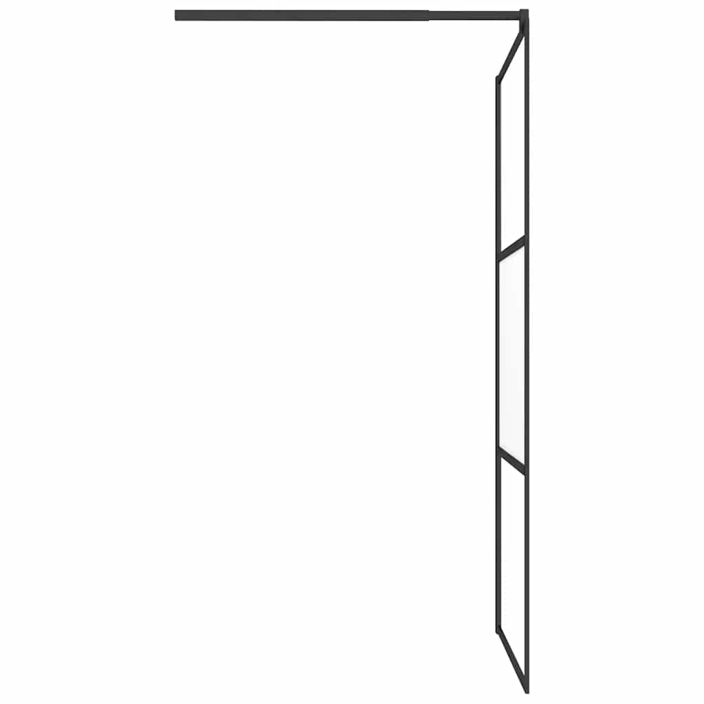 vidaXL Walk-in Shower Wall 100x195 cm Half Frosted ESG Glass Black