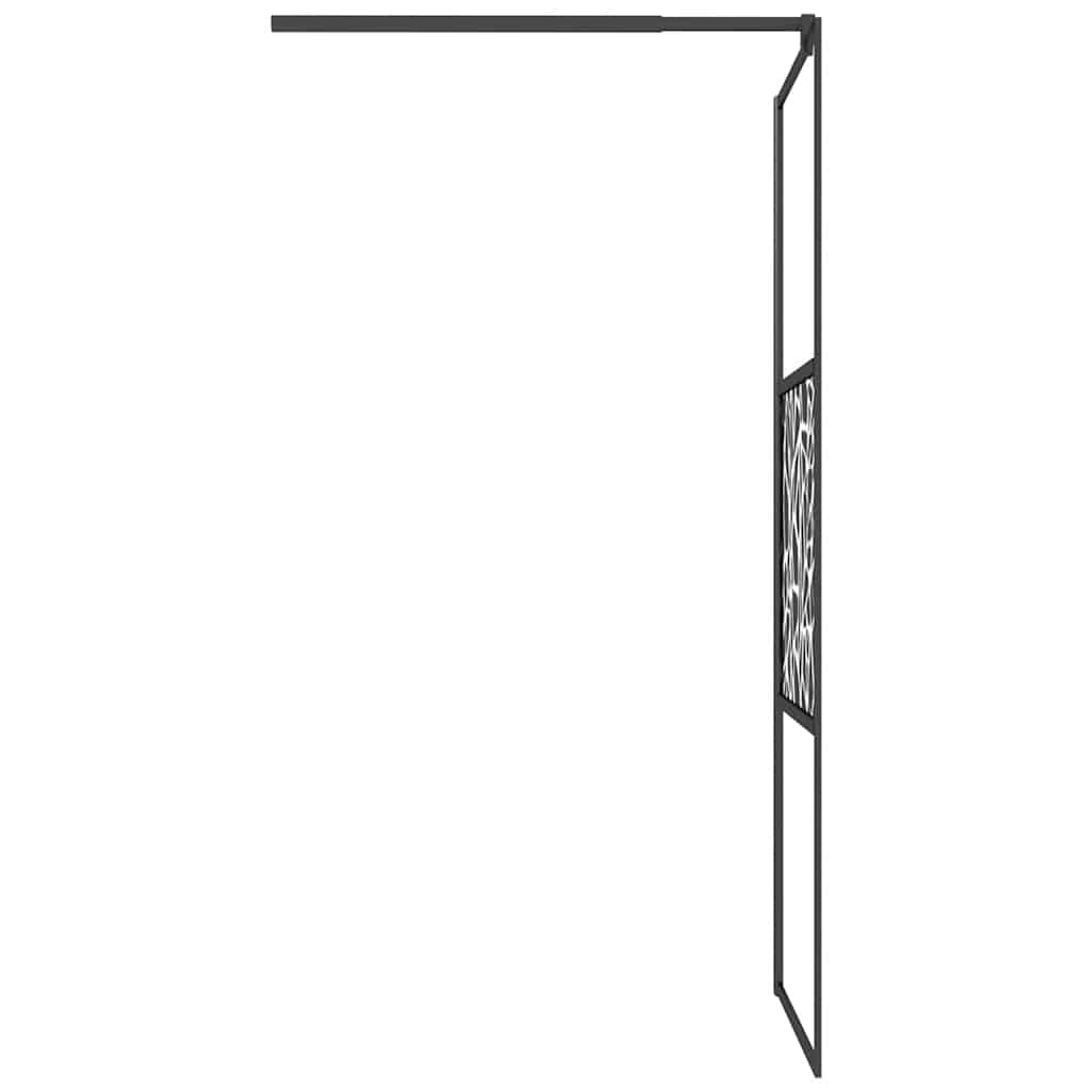 vidaXL Walk-in Shower Wall 90x195cm ESG Glass with Stone Design Black