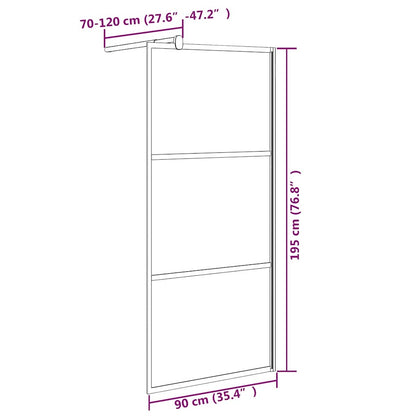 vidaXL Walk-in Shower Wall 90x195cm ESG Glass with Stone Design Black