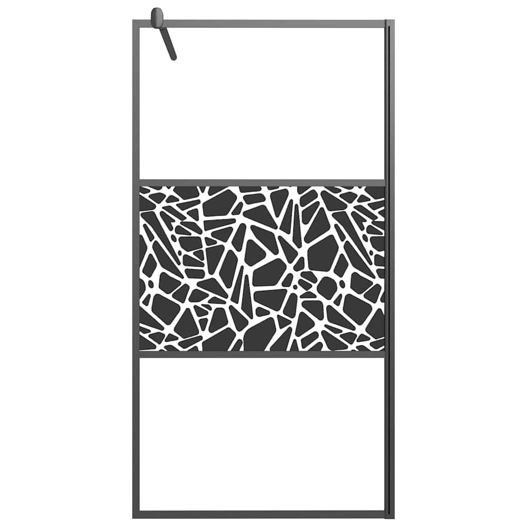 vidaXL Walk-in Shower Wall 100x195cm ESG Glass with Stone Design Black