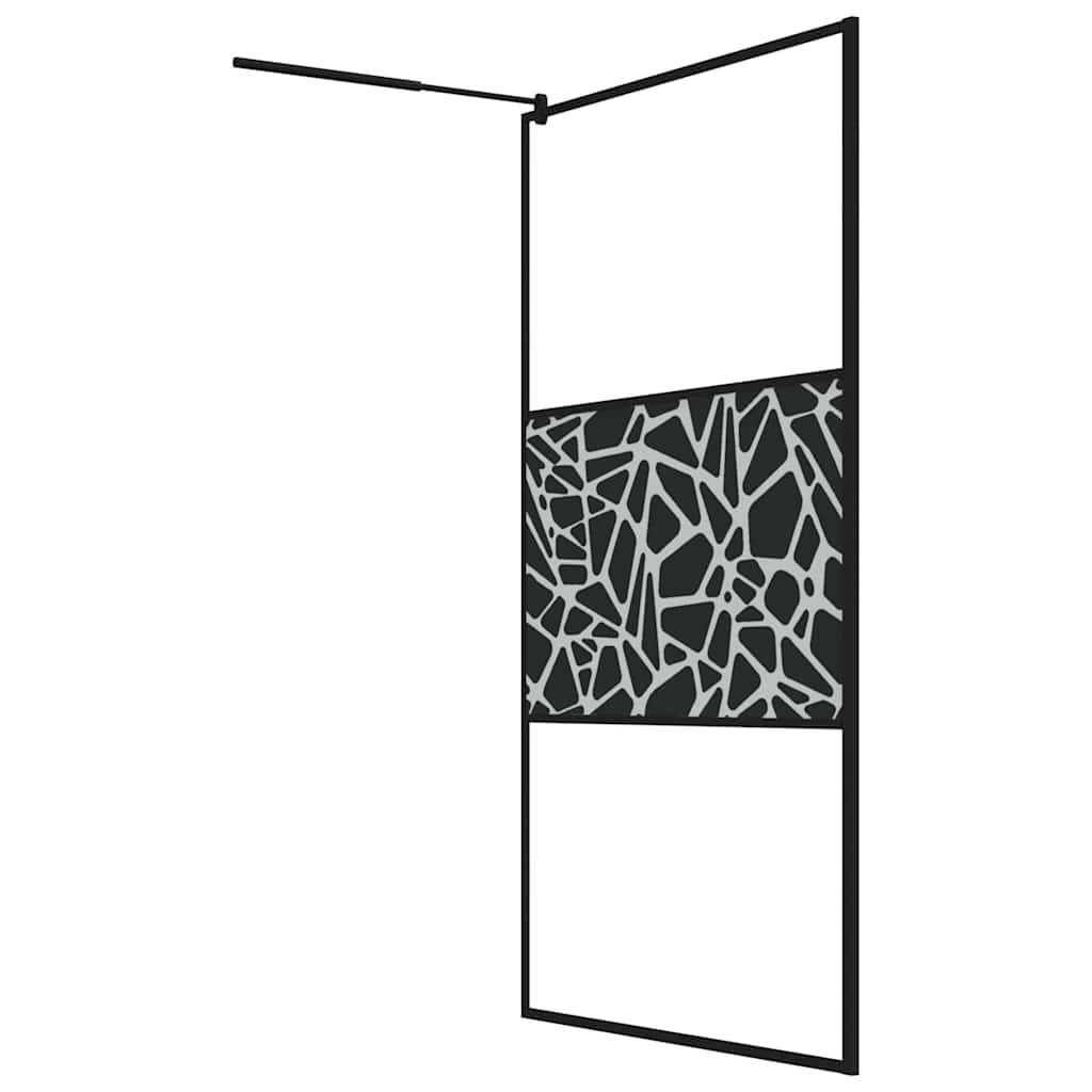 vidaXL Shower walls Black 115 x 195 cm Glass and Aluminium