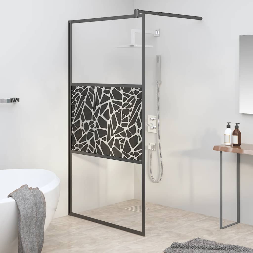 vidaXL Shower walls Black 115 x 195 cm Glass and Aluminium