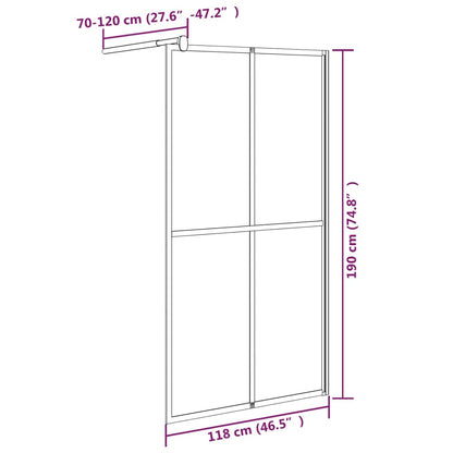 vidaXL Walk-in Shower Screen 118x190 cm Dark Tempered Glass