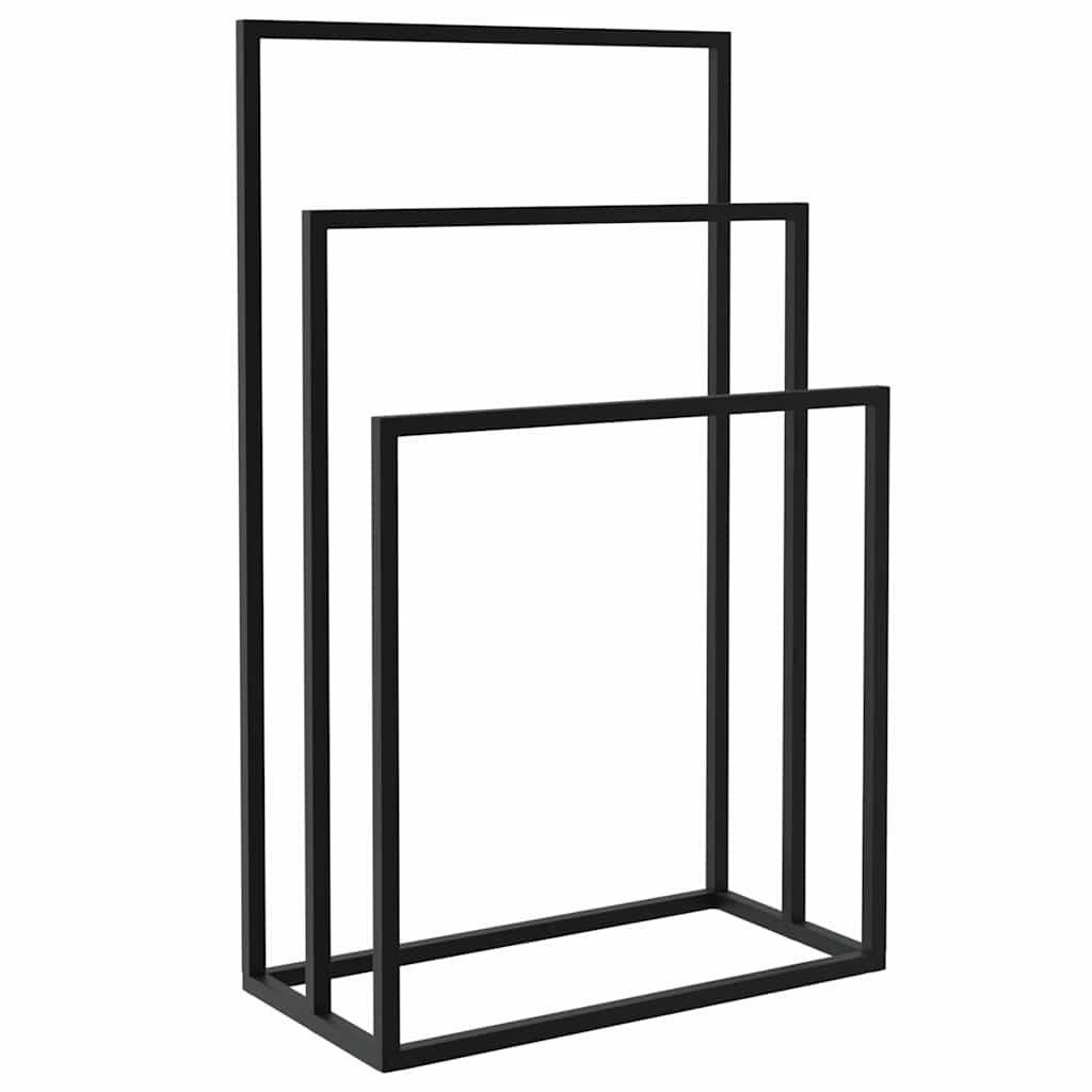 vidaXL Freestanding Towel Rack Black 48x24x79 cm Iron