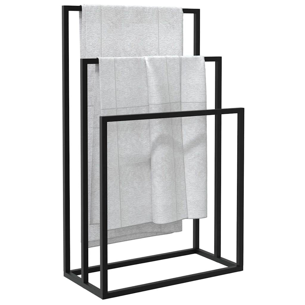 vidaXL Freestanding Towel Rack Black 48x24x79 cm Iron