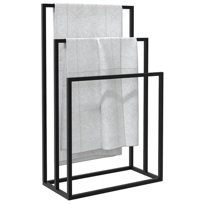 vidaXL Freestanding Towel Rack Black 48x24x79 cm Iron