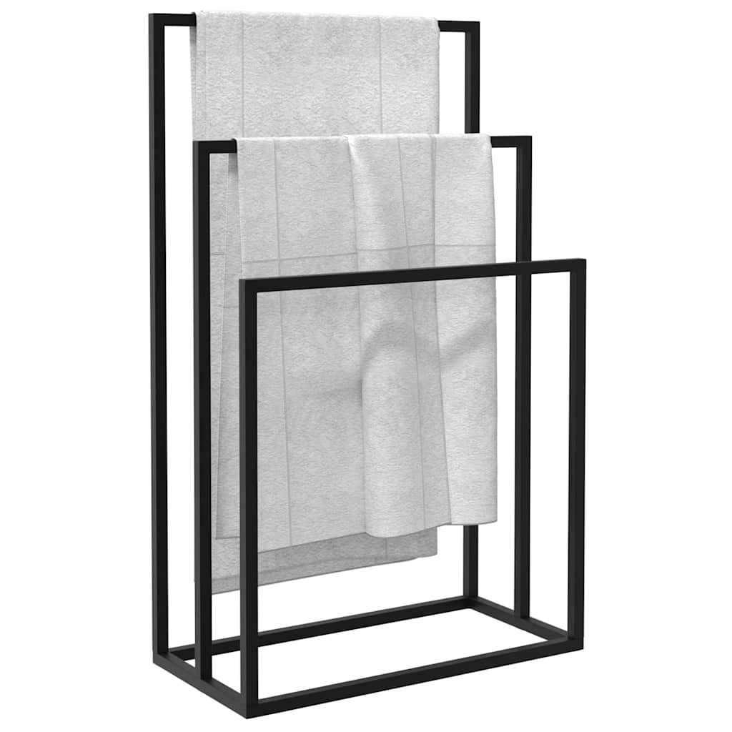 vidaXL Freestanding Towel Rack Black 48x24x79 cm Iron