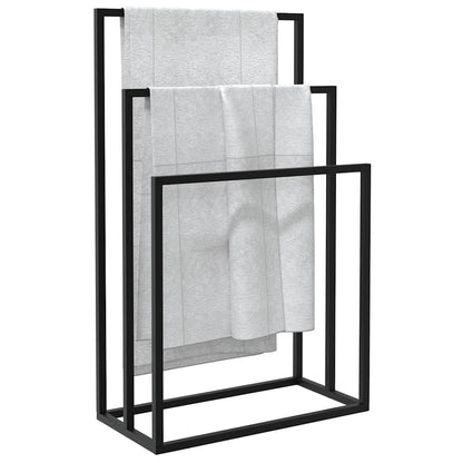 vidaXL Freestanding Towel Rack Black 48x24x79 cm Iron