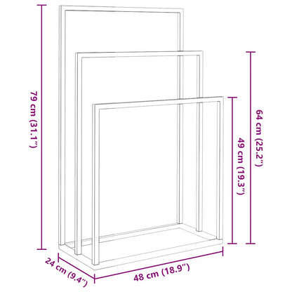 vidaXL Freestanding Towel Rack Black 48x24x79 cm Iron