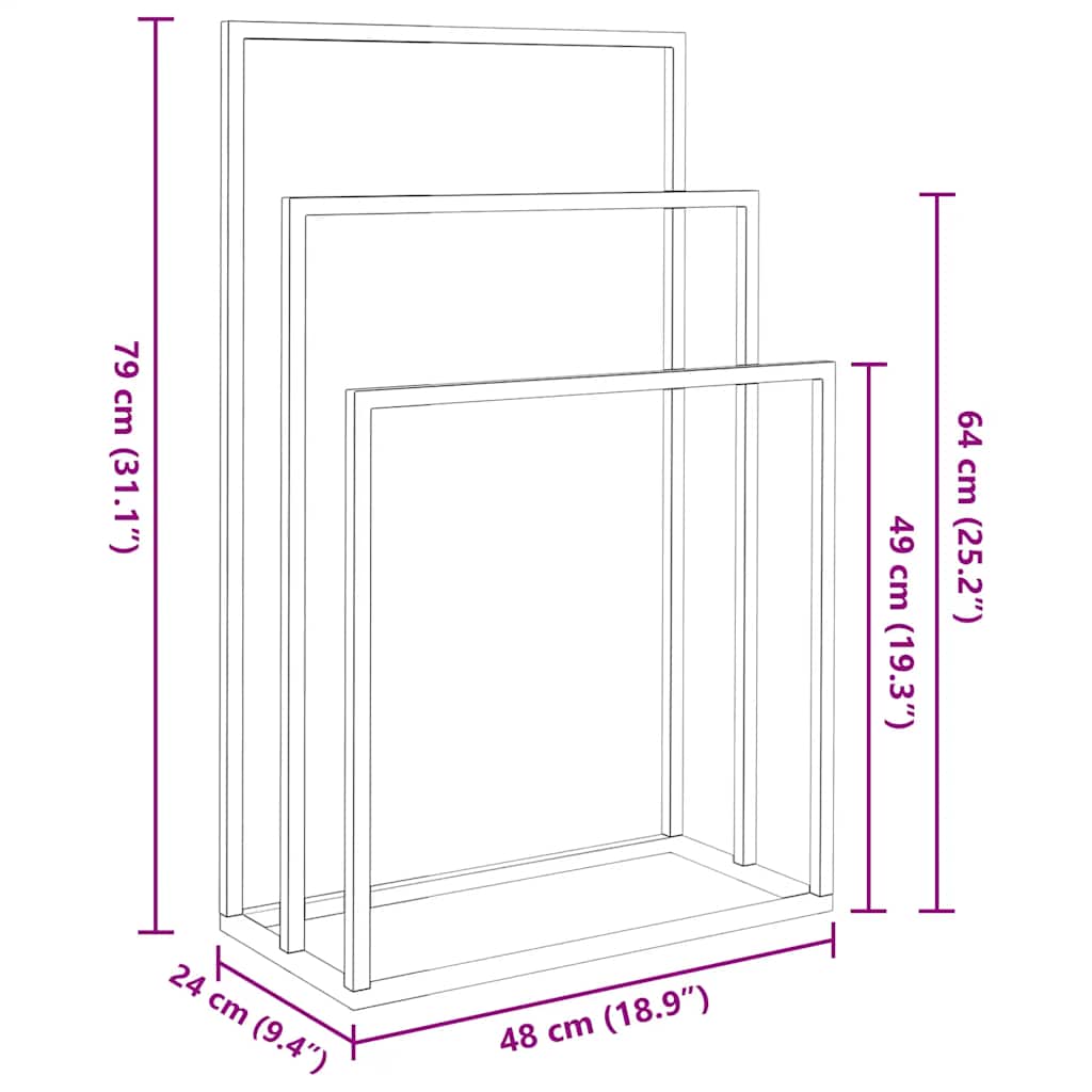 vidaXL Freestanding Towel Rack White 48x24x79 cm Iron