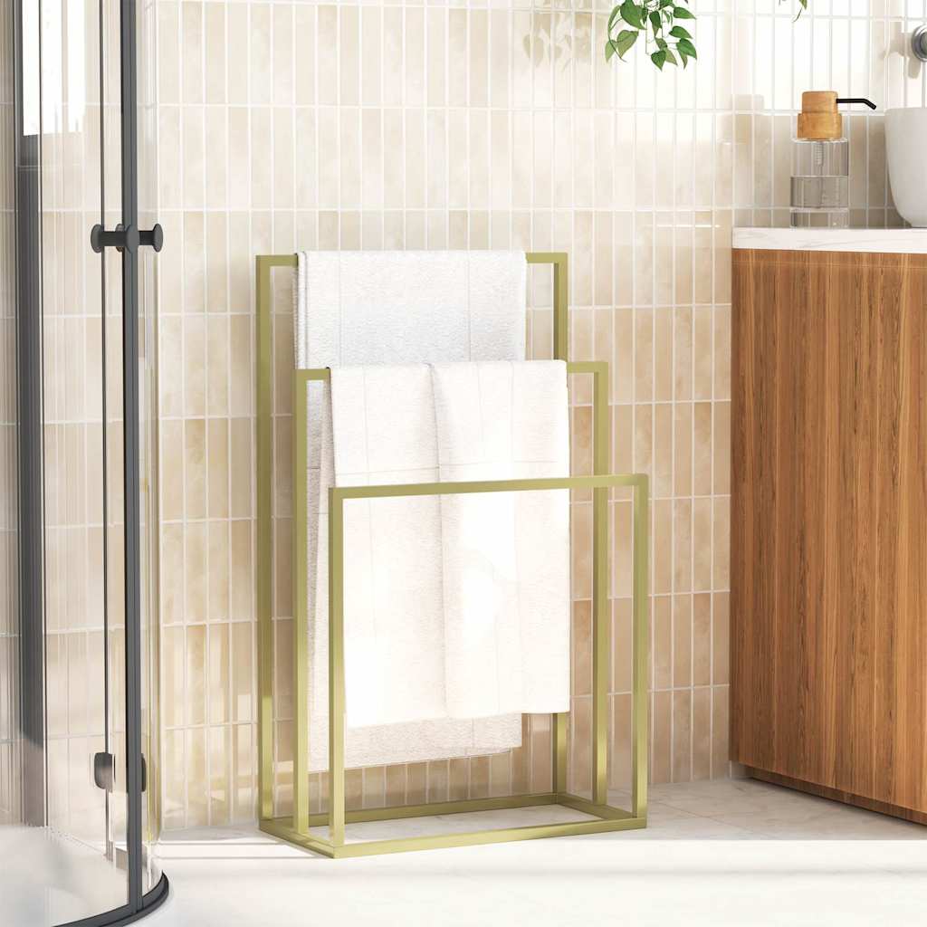 343092 vidaXL Freestanding Towel Rack Gold 48x24x79 cm Iron