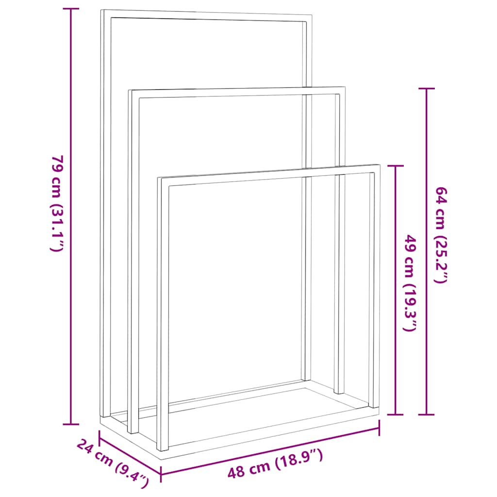 vidaXL Freestanding Towel Rack Gold 48x24x79 cm Iron
