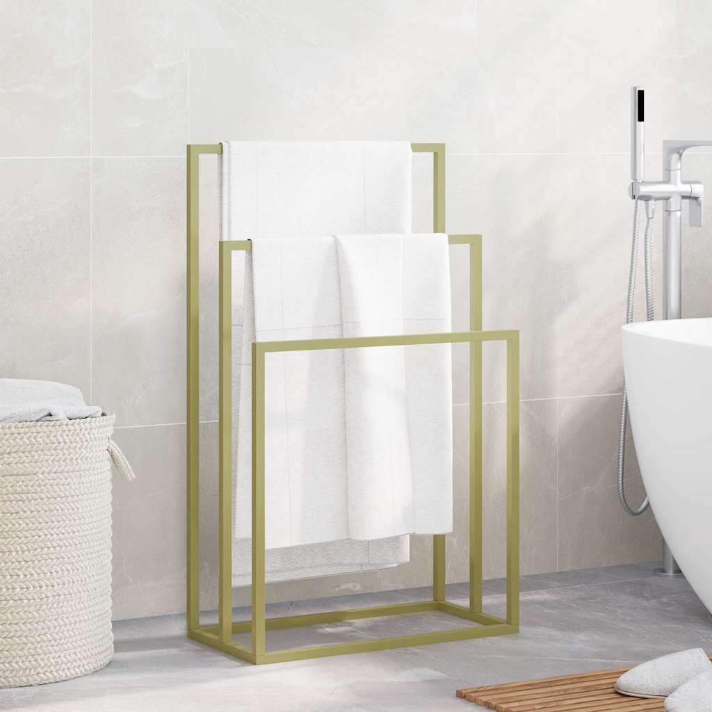 343092 vidaXL Freestanding Towel Rack Gold 48x24x79 cm Iron