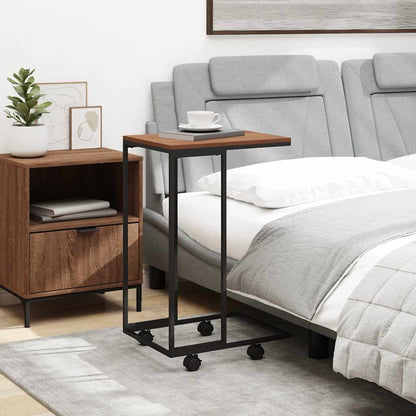 vidaXL Side Table | Black and brown | Engineered wood, Iron | Compact | Portable