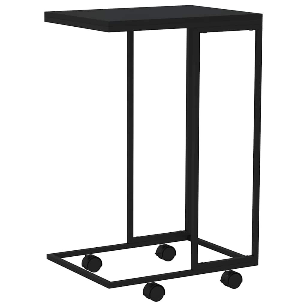 343097 vidaXL Side Table with Wheels Black 40x30x63,5 cm Engineered Wood