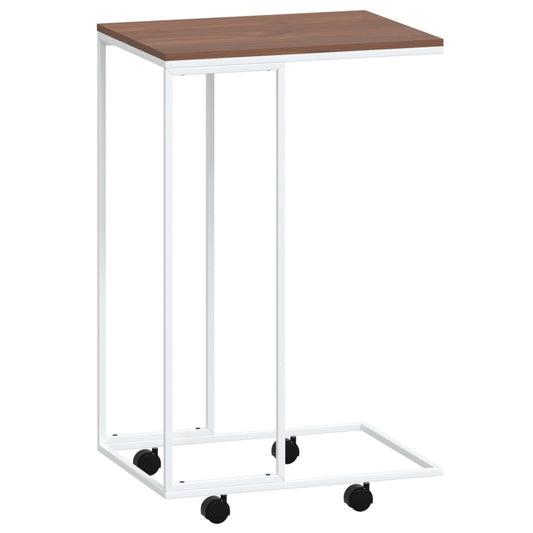 vidaXL Side Table with Wheels White 40x30x63.5 cm Engineered Wood