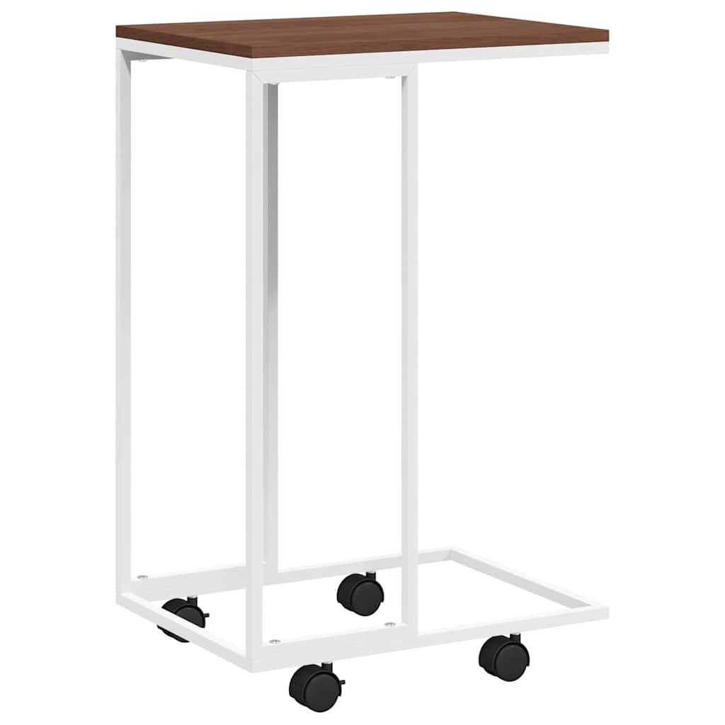 vidaXL Side Table | White and Brown | Engineered wood, iron | Small | Portable